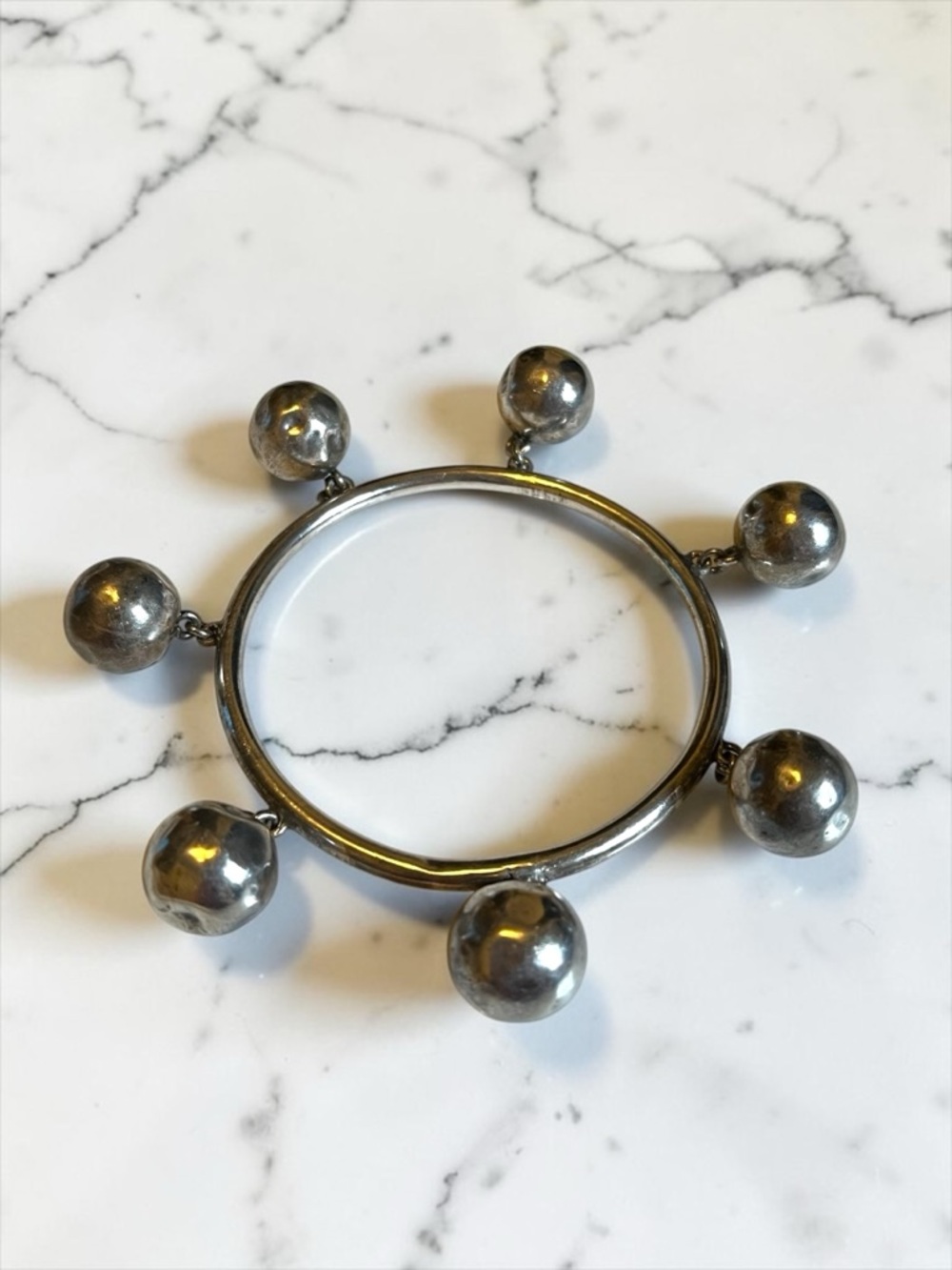 Sterling Silver Modernist Dangle Ball Bracelet CC